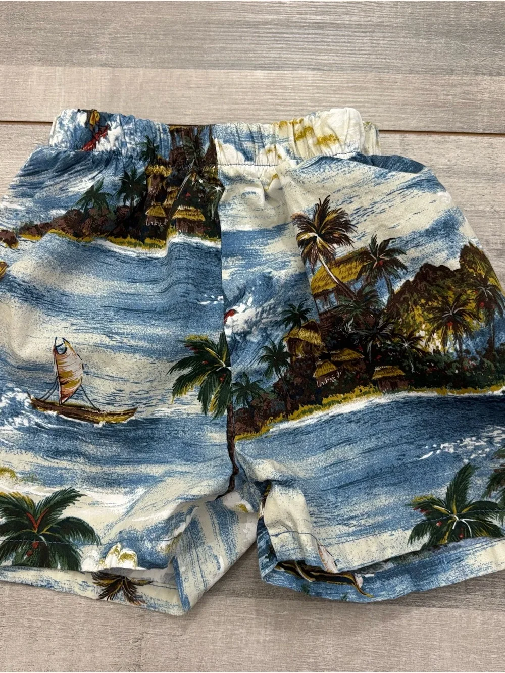 Vintage Nui Nalu Kids Size 2 Tropical Hawaiian Surf Shirt Shorts Set 100% cotton